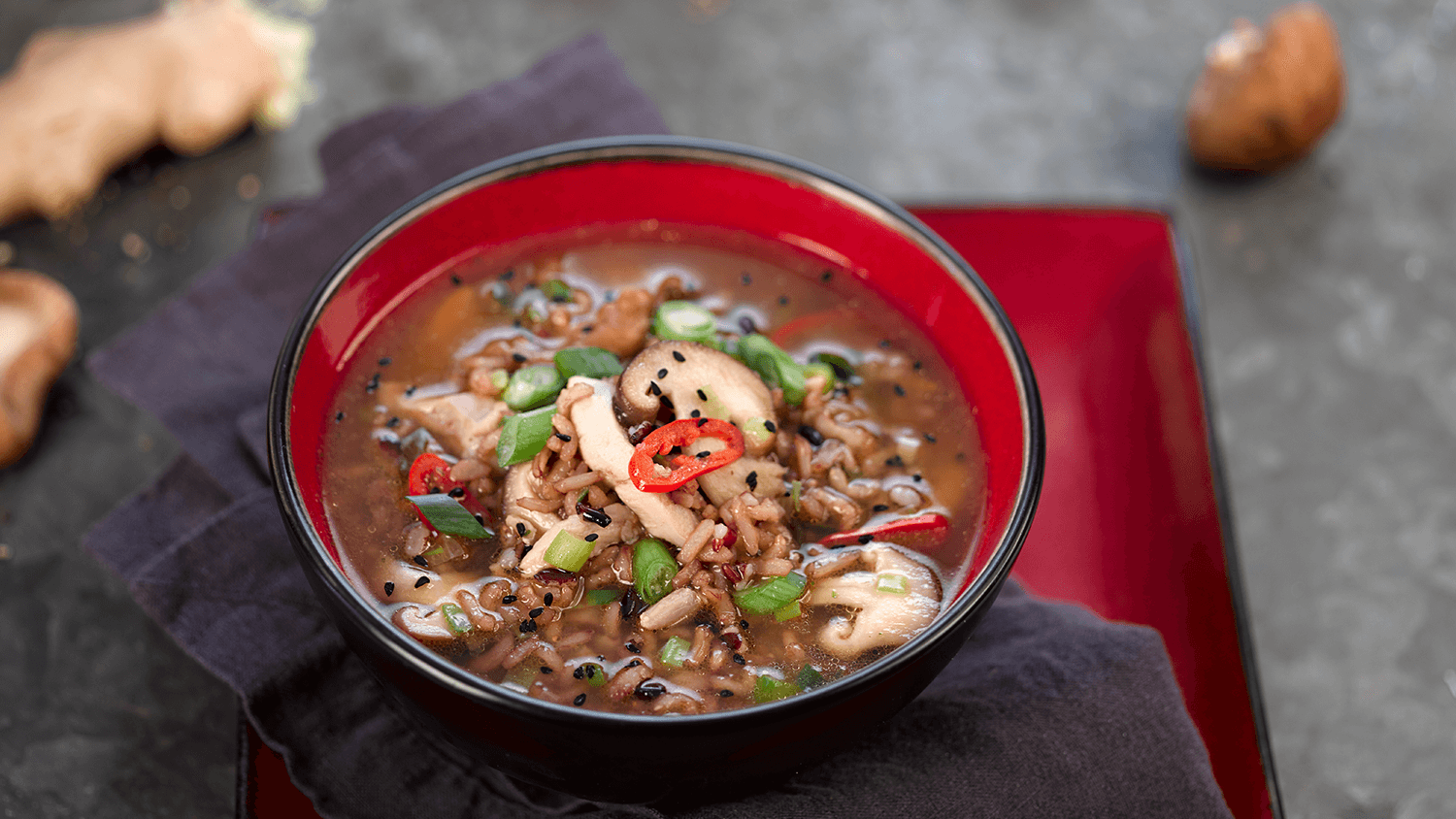 Chicken, Shitake Mushrooms, green onions and Miso Soup | Tilda