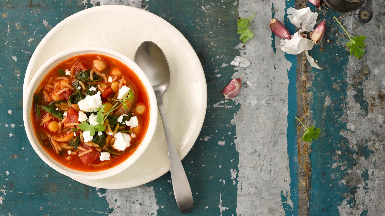 Italian chickpea, spinach rice Soup | Tilda Rice Malta