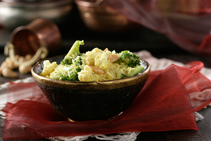 Arroz frito Basmati con coliflor y brócoli