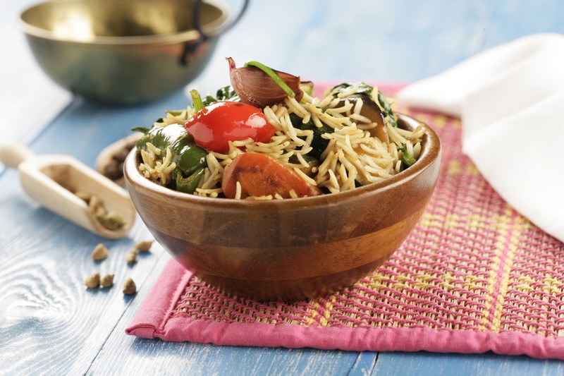 Estofado de verduras con arroz Basmati