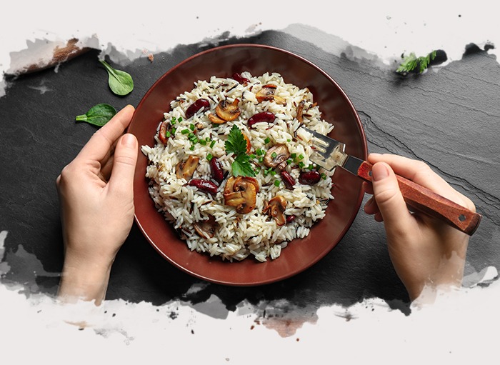 Arroz basmati con champiñones