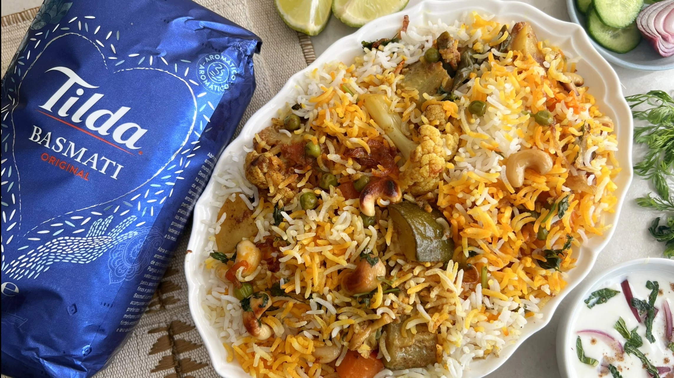 Biryani de verduras con arroz Basmati Tilda