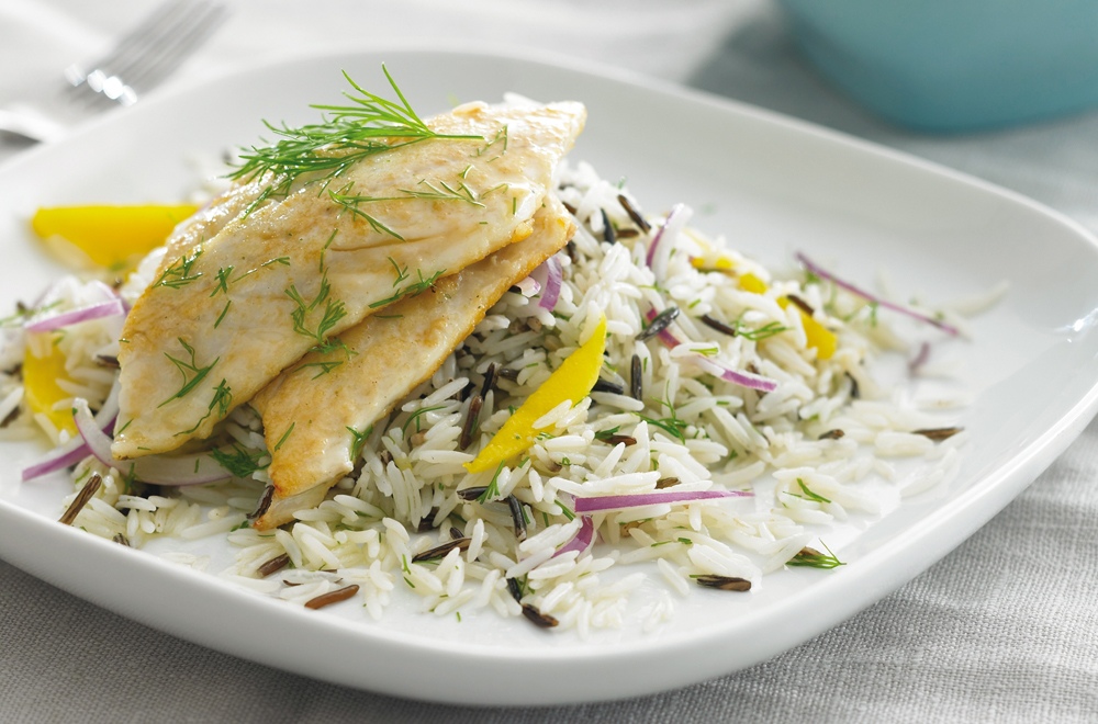 Seared Sea Bass with Dill Dressed Basmati & Wild Rice