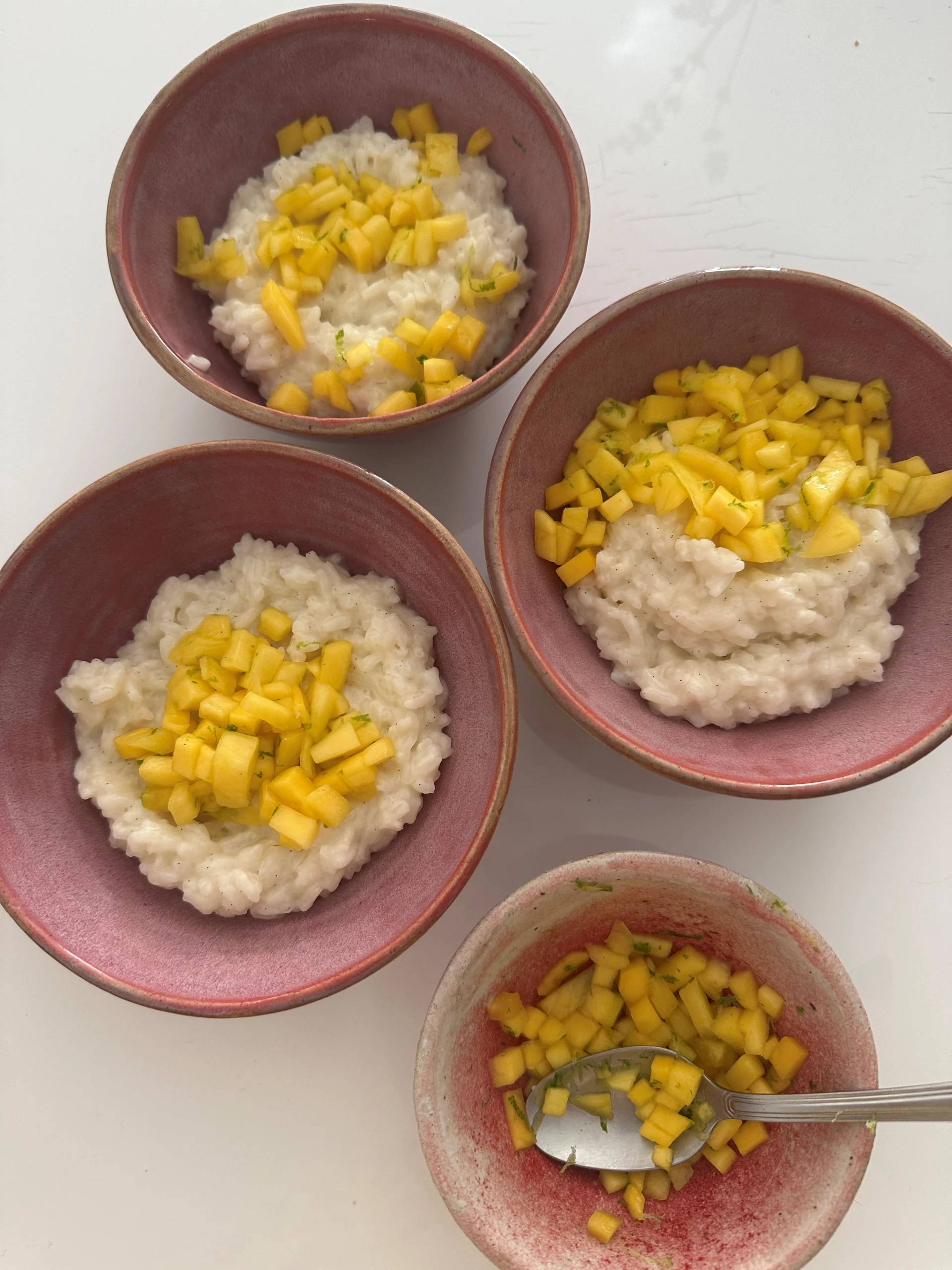 Coconut & Mango Jasmine Rice Pudding with Mango & Lime Salad