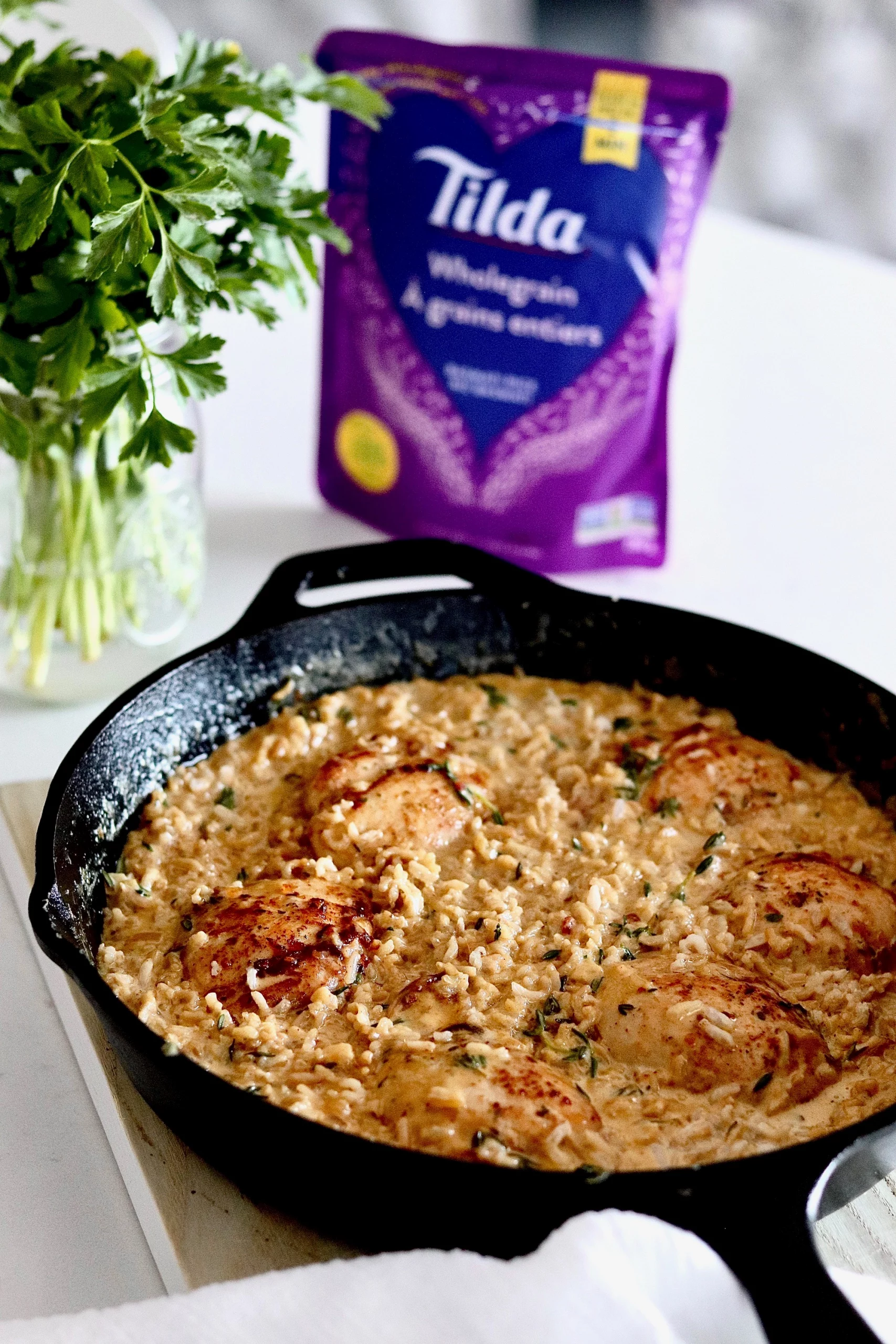Poulet et riz crémeux à la moutarde