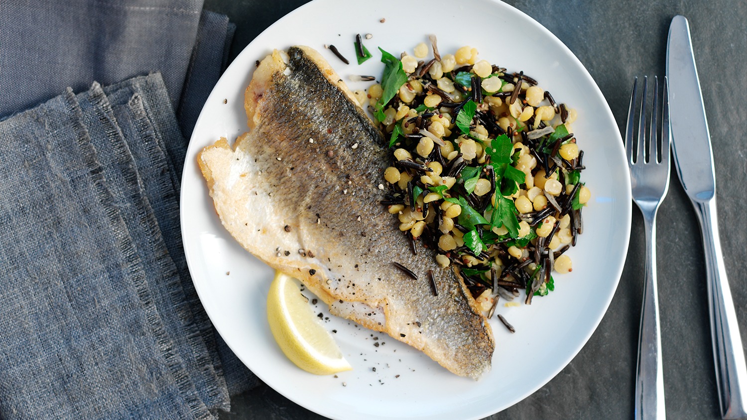 Wild Rice Medley with Sea Bass