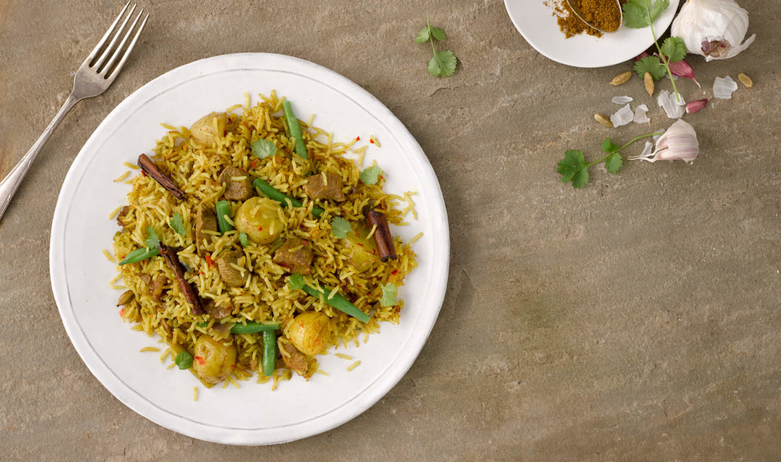 Lamb Biryani with Potatoes & Green Beans