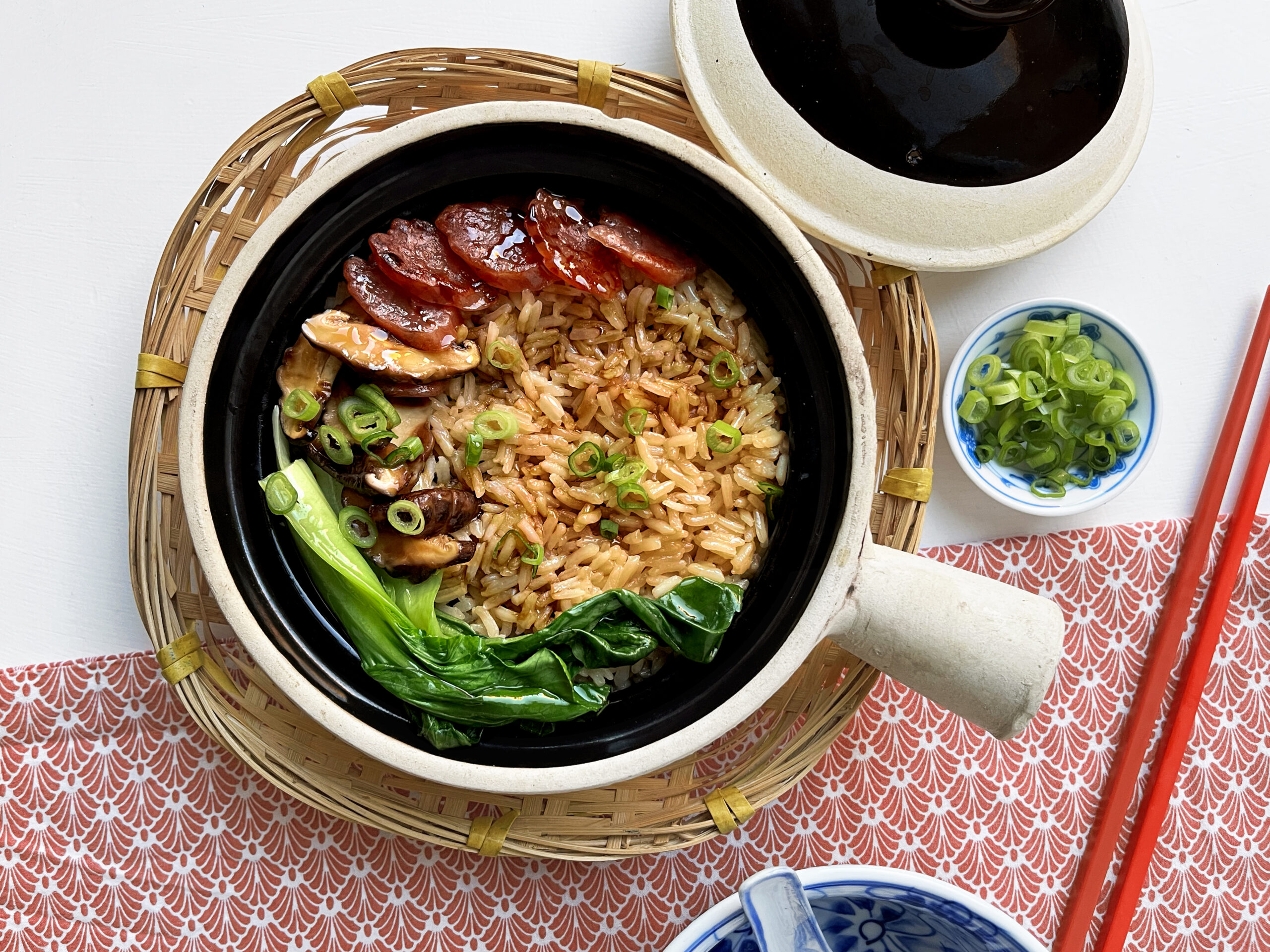 Claypot Rice with Chinese Sausage and Shiitake Mushroom