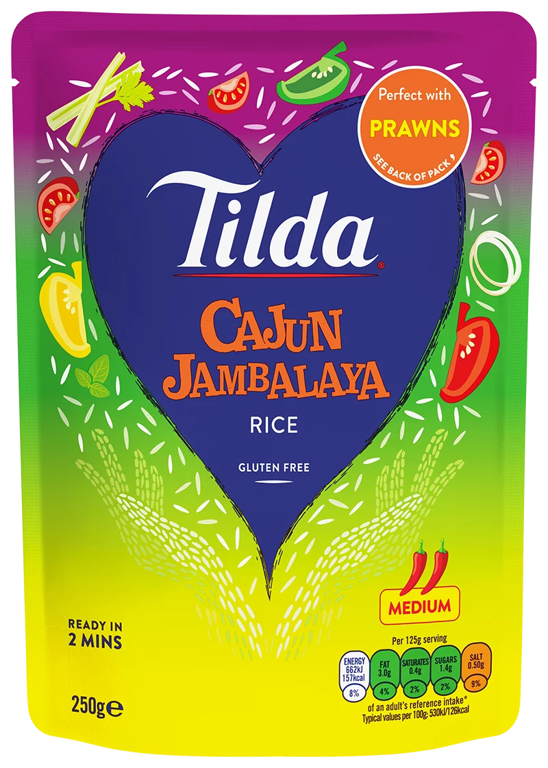 Cajun Jambalaya Long Grain Microwave Rice Packet | Tilda