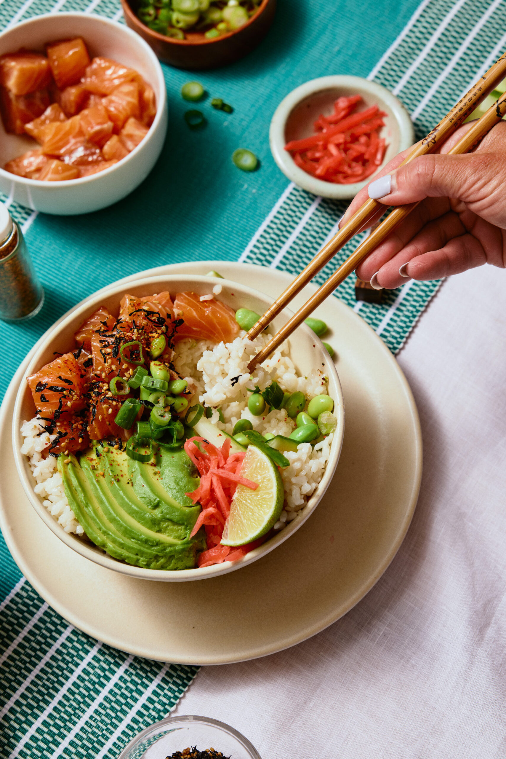 Teriyaki Salmon Poke Bowl