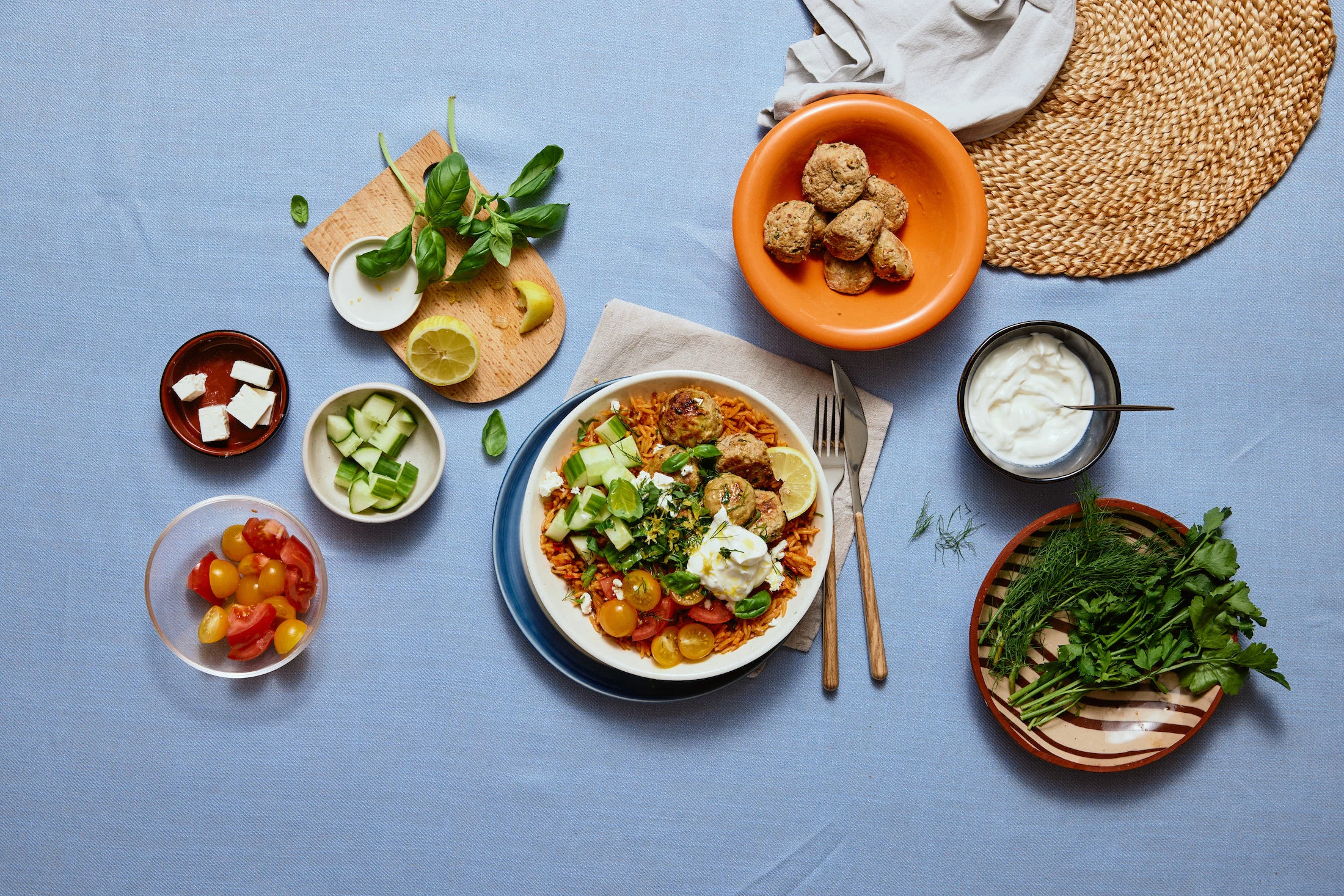 Herby Chicken Meat Balls with Tomato and Basil Rice Recipe | Tilda Rice UK